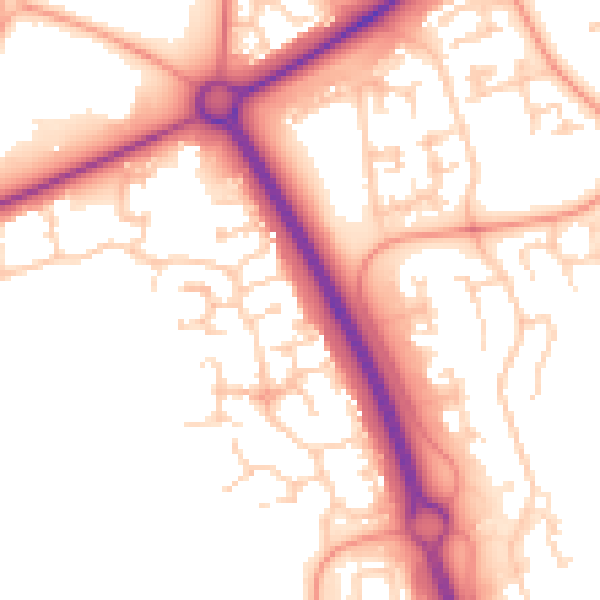 Daytime road noise heatmap for PE2 6ST