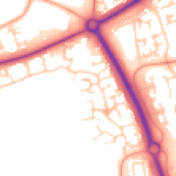 Daytime road noise heatmap for PE2 6SX