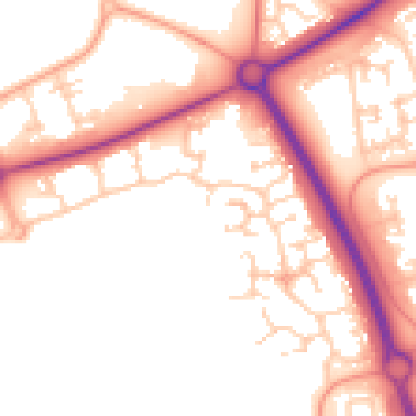 Daytime road noise heatmap for PE2 6TA