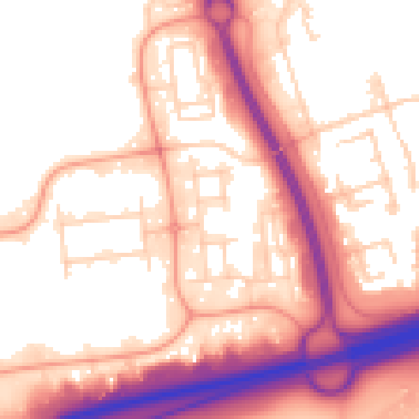 Daytime road noise heatmap for PE2 6TE