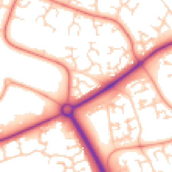 Daytime road noise heatmap for PE2 6UR