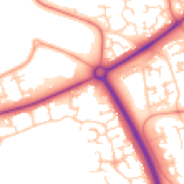 Daytime road noise heatmap for PE2 6XB