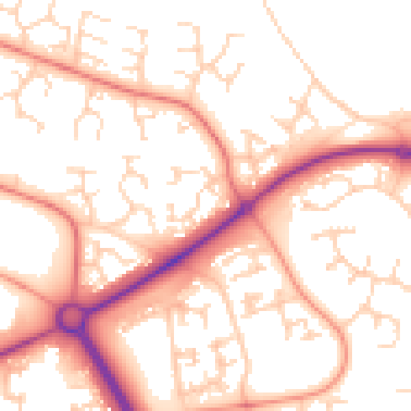 Daytime road noise heatmap for PE2 6XY