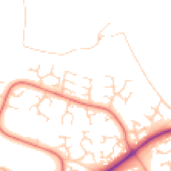 Daytime road noise heatmap for PE2 6YD