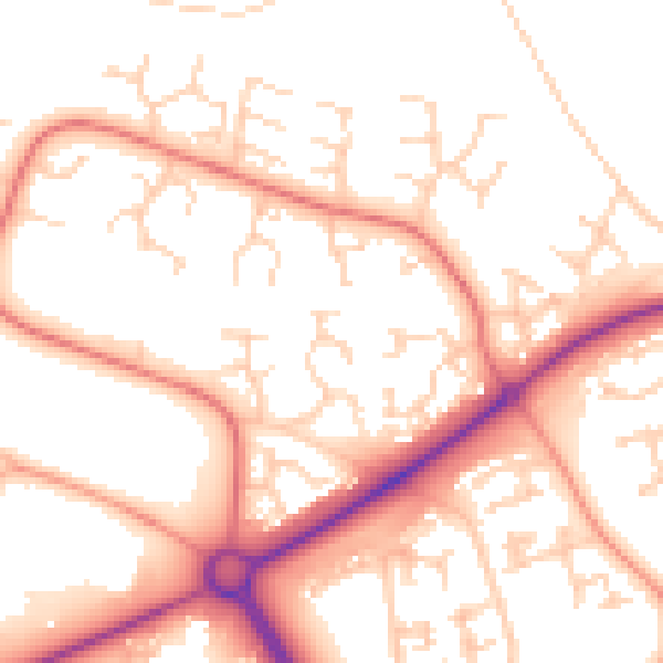 Daytime road noise heatmap for PE2 6YE