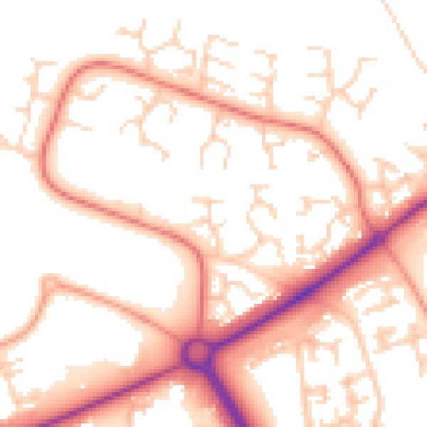 Daytime road noise heatmap for PE2 6YP
