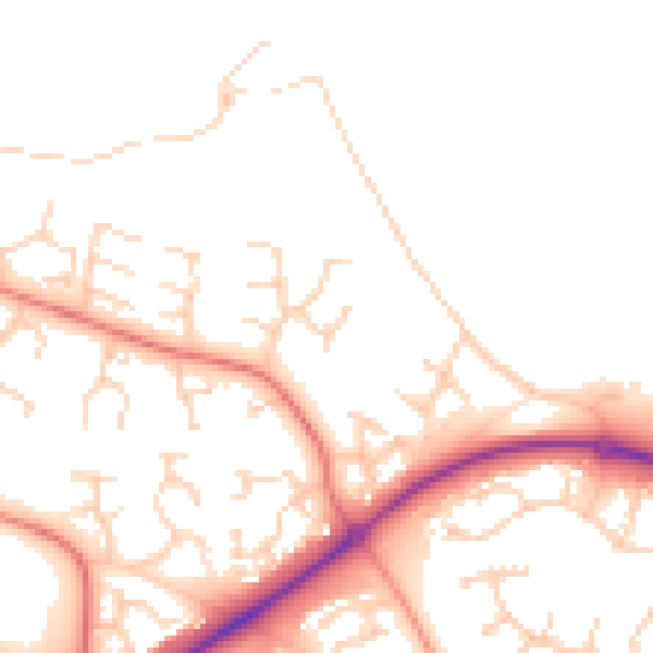 Daytime road noise heatmap for PE2 6YW