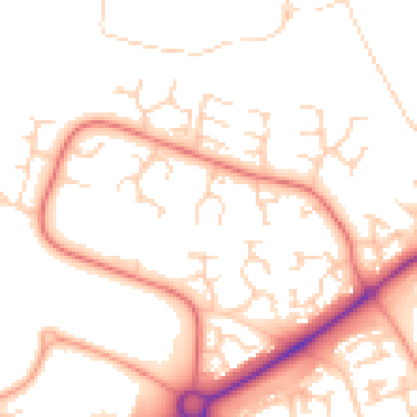 Daytime road noise heatmap for PE2 6YY