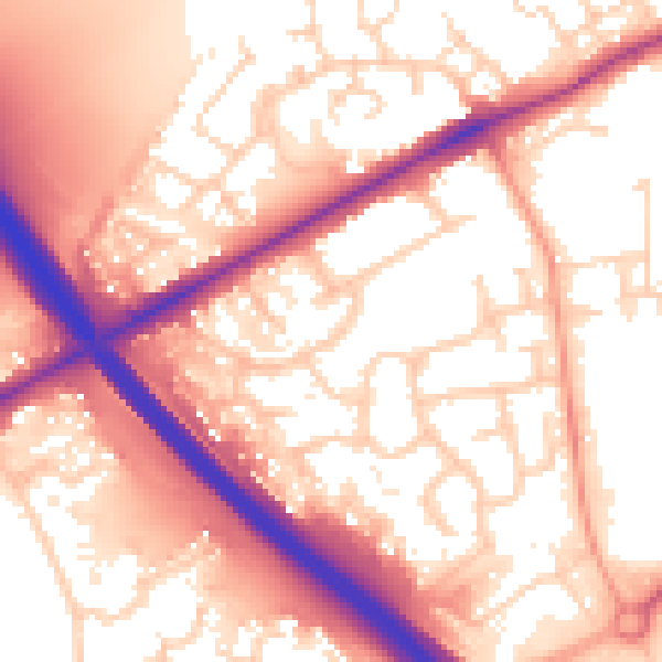 Daytime road noise heatmap for PE2 7AB