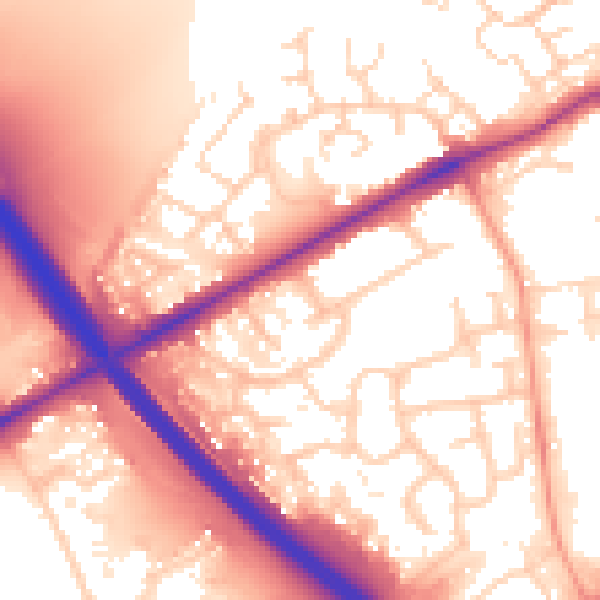 Daytime road noise heatmap for PE2 7AE
