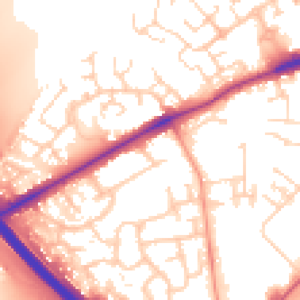 Daytime road noise heatmap for PE2 7AG