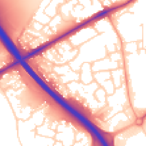 Daytime road noise heatmap for PE2 7AH