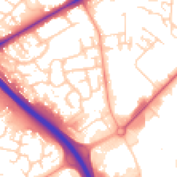 Daytime road noise heatmap for PE2 7AS