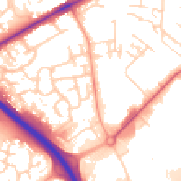 Daytime road noise heatmap for PE2 7AT