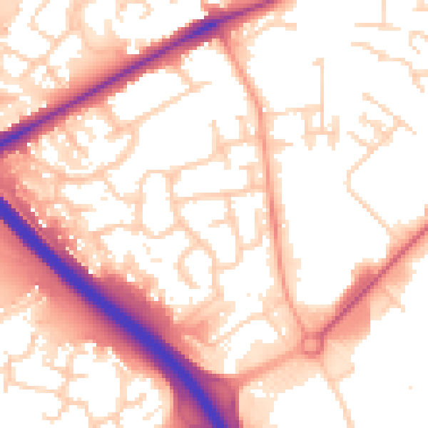 Daytime road noise heatmap for PE2 7BA