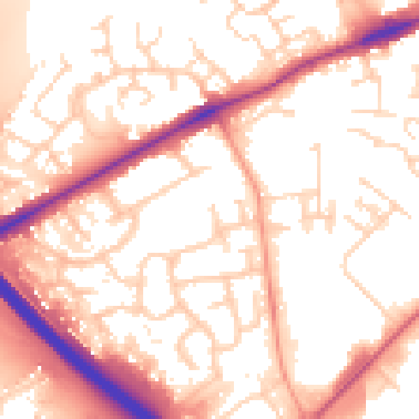 Daytime road noise heatmap for PE2 7BE