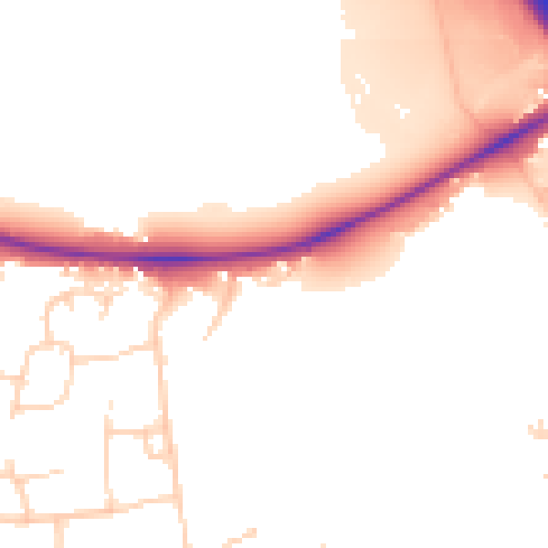 Daytime road noise heatmap for PE2 7BL