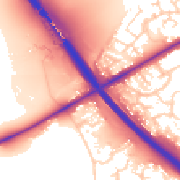 Daytime road noise heatmap for PE2 7DH