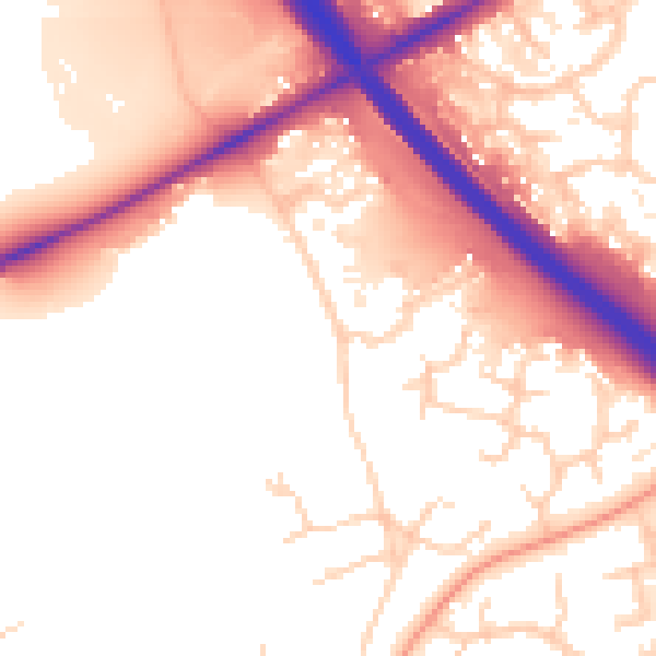 Daytime road noise heatmap for PE2 7DN