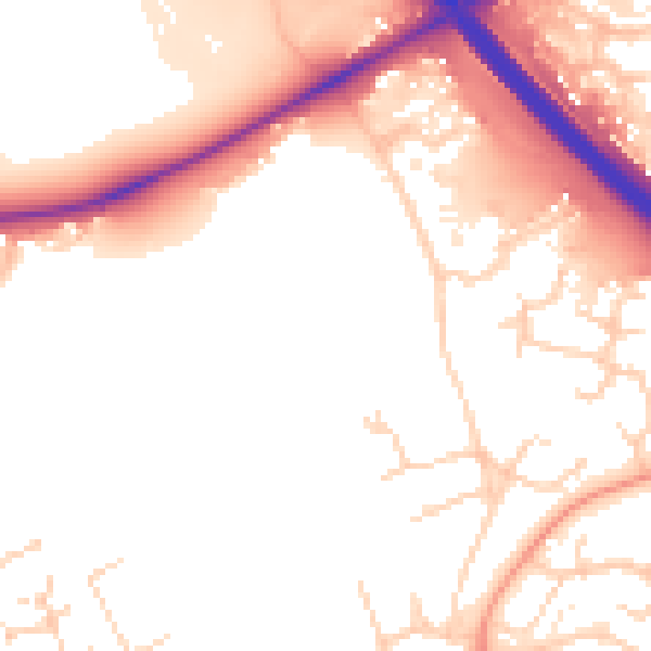 Daytime road noise heatmap for PE2 7DU