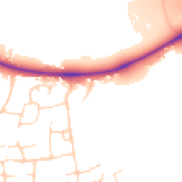 Daytime road noise heatmap for PE2 7EB