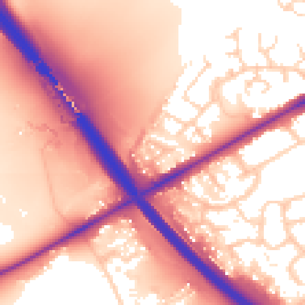 Daytime road noise heatmap for PE2 7FD