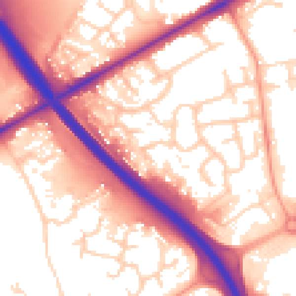Daytime road noise heatmap for PE2 7HX