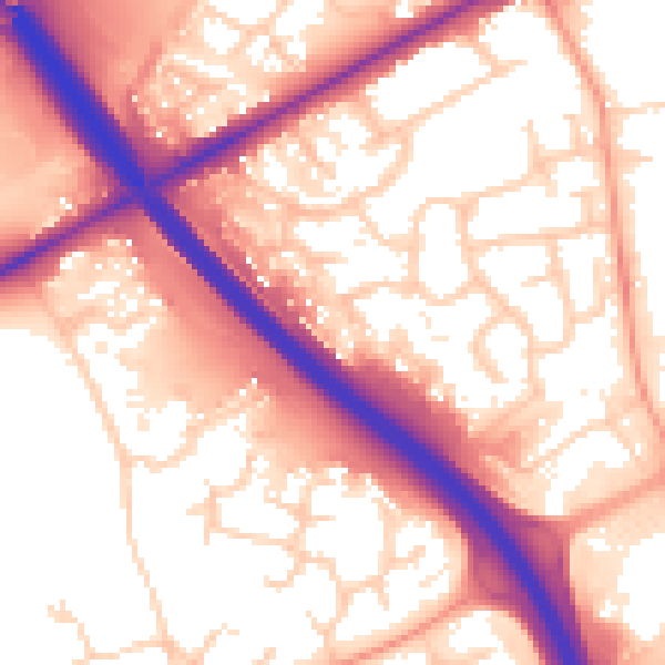 Daytime road noise heatmap for PE2 7HY