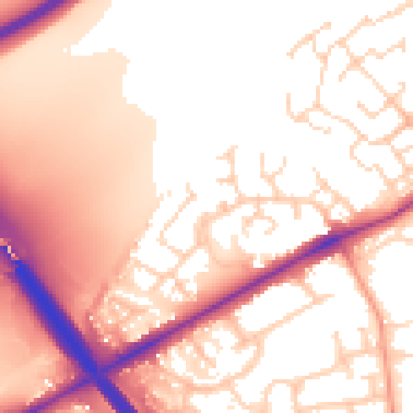 Daytime road noise heatmap for PE2 7WG