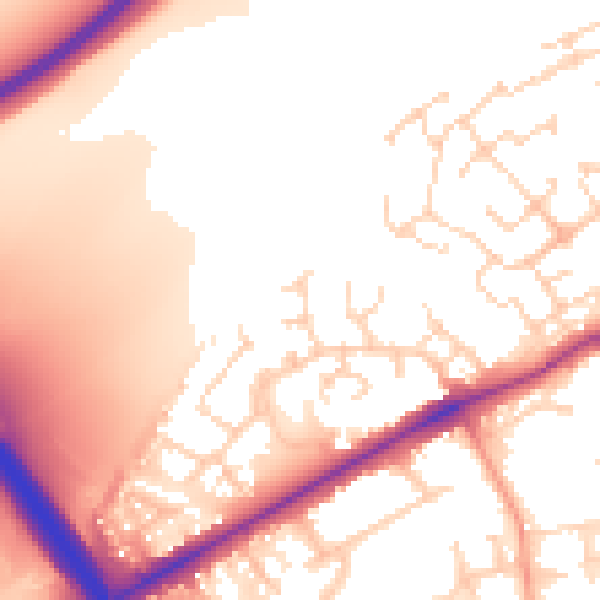 Daytime road noise heatmap for PE2 7ZA