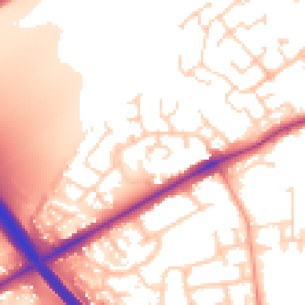 Daytime road noise heatmap for PE2 7ZE