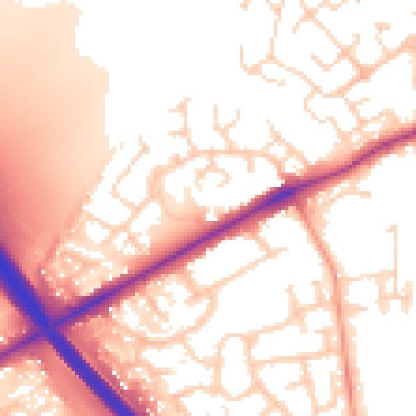 Daytime road noise heatmap for PE2 7ZF
