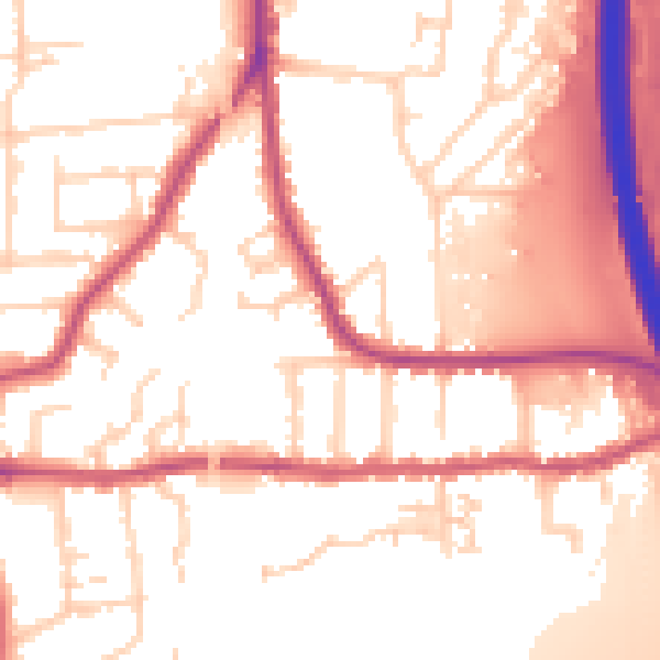 Daytime road noise heatmap for PE2 8BA