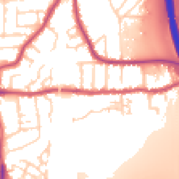Daytime road noise heatmap for PE2 8DP