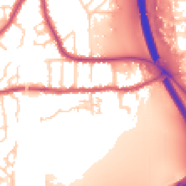 Daytime road noise heatmap for PE2 8DT