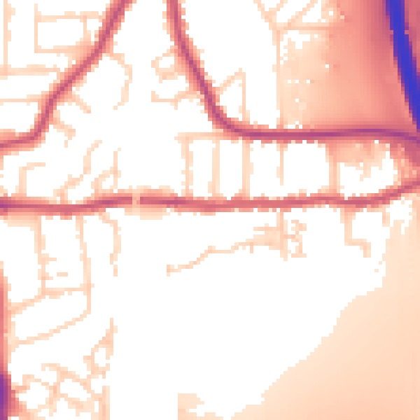 Daytime road noise heatmap for PE2 8DY