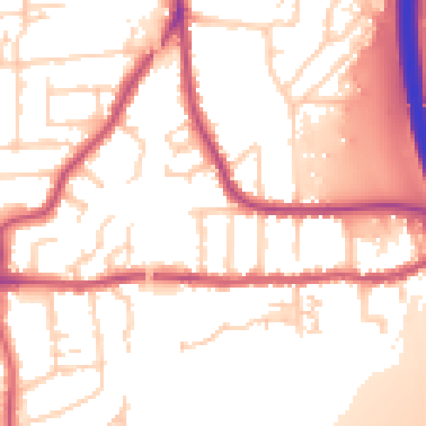 Daytime road noise heatmap for PE2 8EA