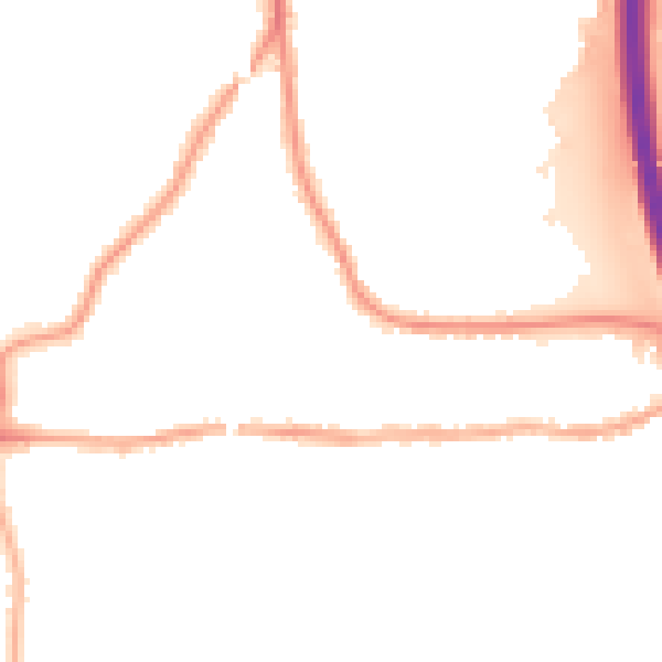 Night-time road noise heatmap for PE2 8EA