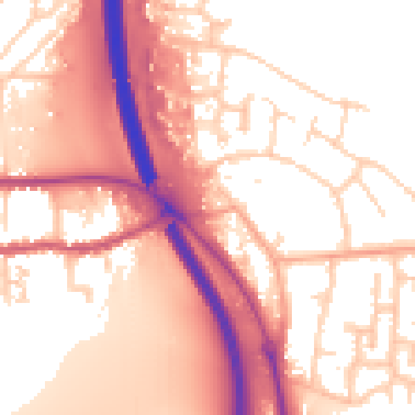 Daytime road noise heatmap for PE2 8ES