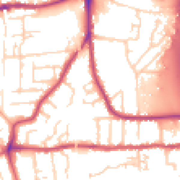 Daytime road noise heatmap for PE2 8FE