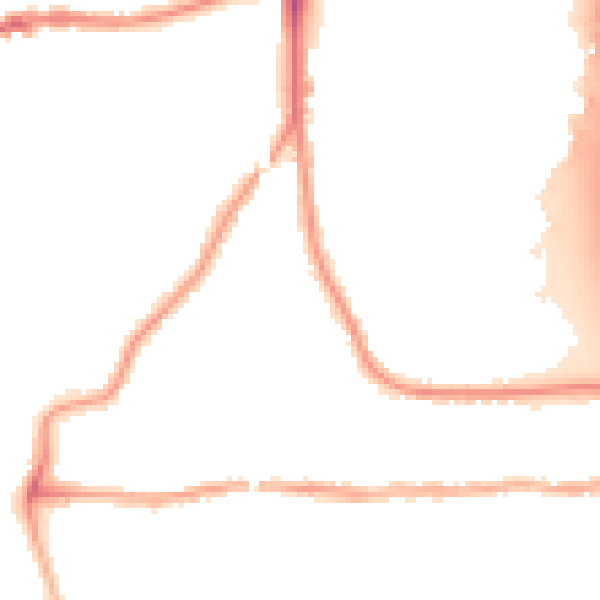 Night-time road noise heatmap for PE2 8FE