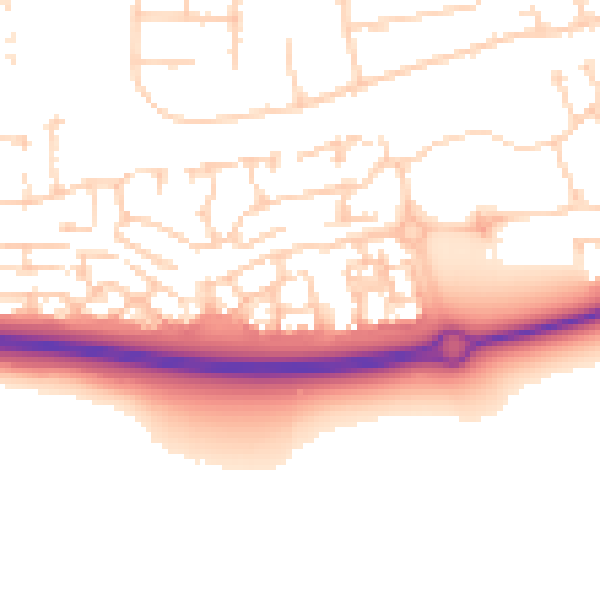 Daytime road noise heatmap for PE2 8FS