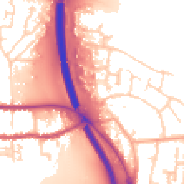 Daytime road noise heatmap for PE2 8GH