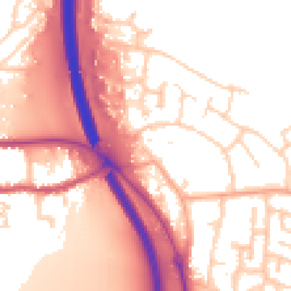 Daytime road noise heatmap for PE2 8HE