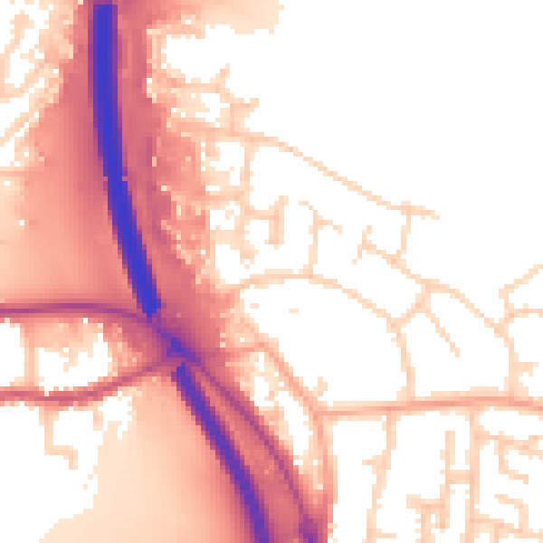 Daytime road noise heatmap for PE2 8JG