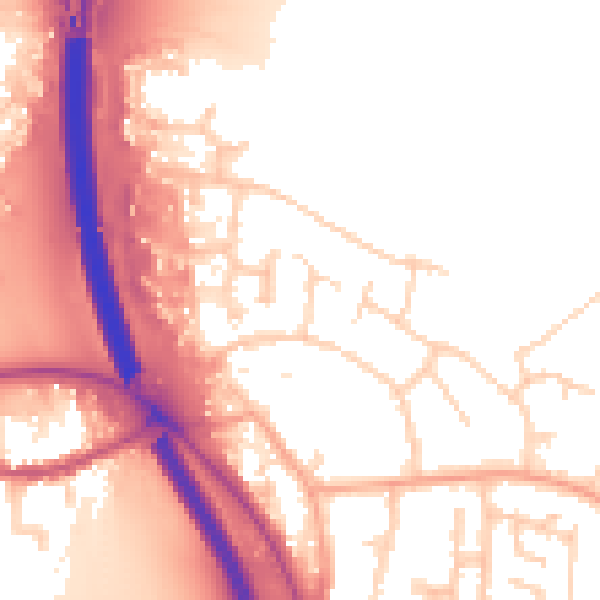 Daytime road noise heatmap for PE2 8JH