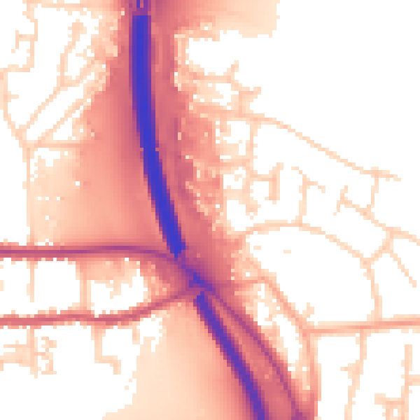 Daytime road noise heatmap for PE2 8JL