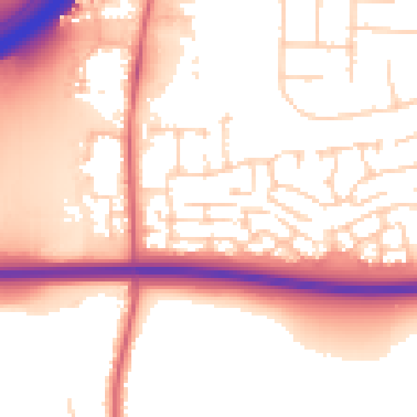 Daytime road noise heatmap for PE2 8JQ