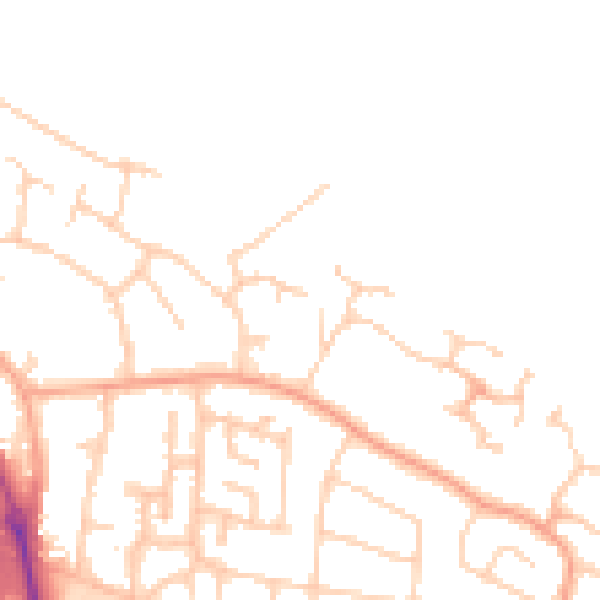 Daytime road noise heatmap for PE2 8LF