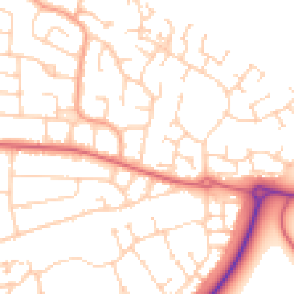 Daytime road noise heatmap for PE2 8LU